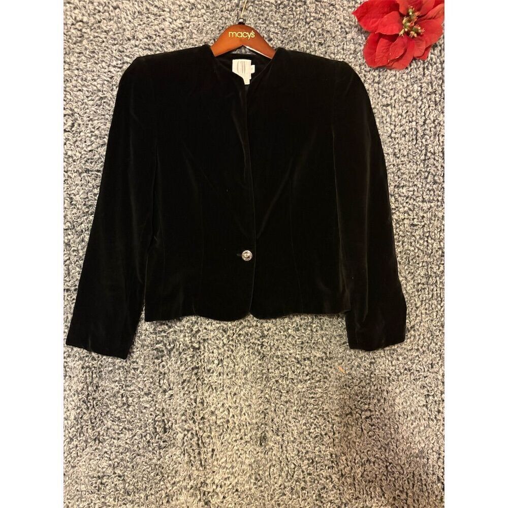 Clifford & Wills Women's Black Velvet Overcoat Jacket Size M Vintage